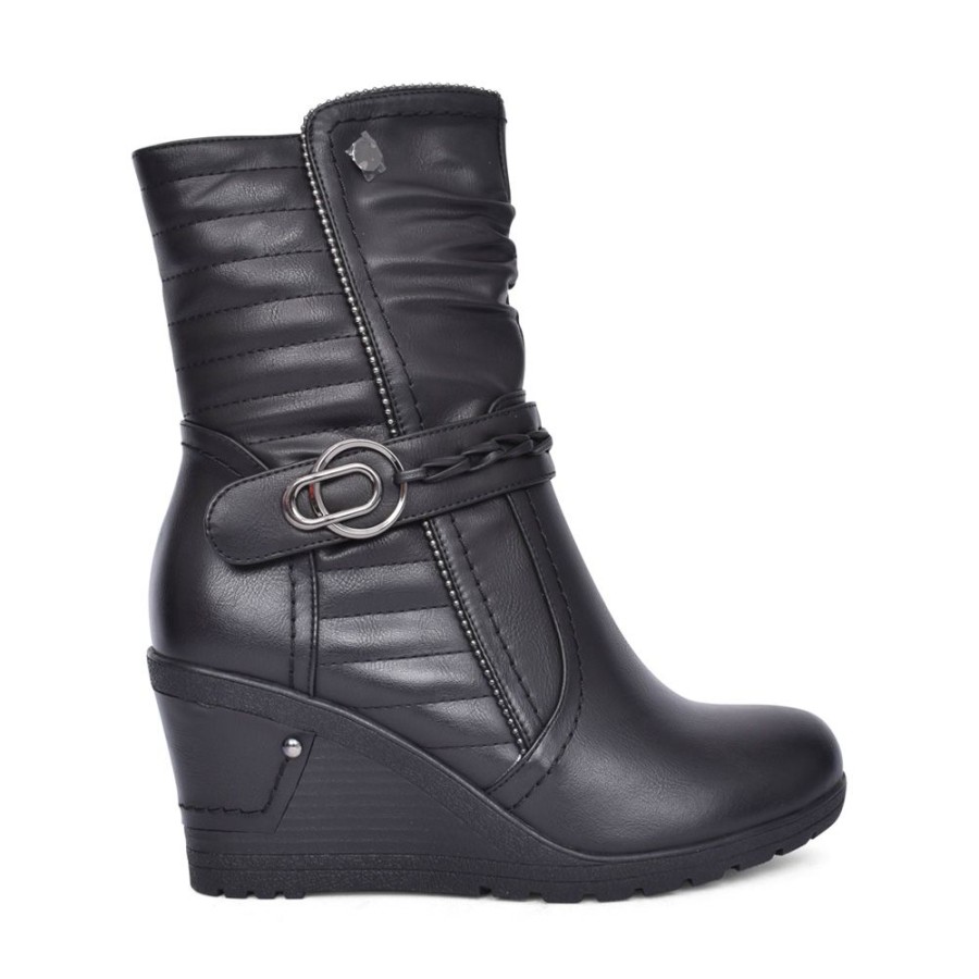 Ladies REDZ | Ladies D3937 Wedge Calf Boot In Black