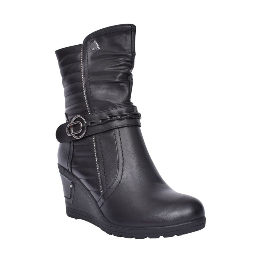 Ladies REDZ | Ladies D3937 Wedge Calf Boot In Black