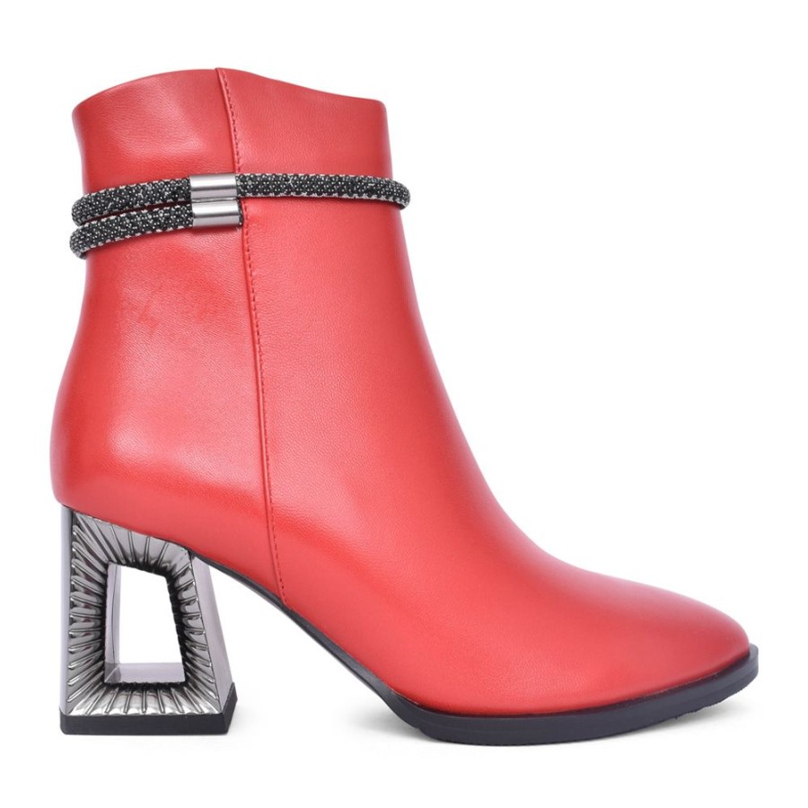 Ladies LORETTA VITALE | Ladies R298 Heeled Ankle Boot In Red