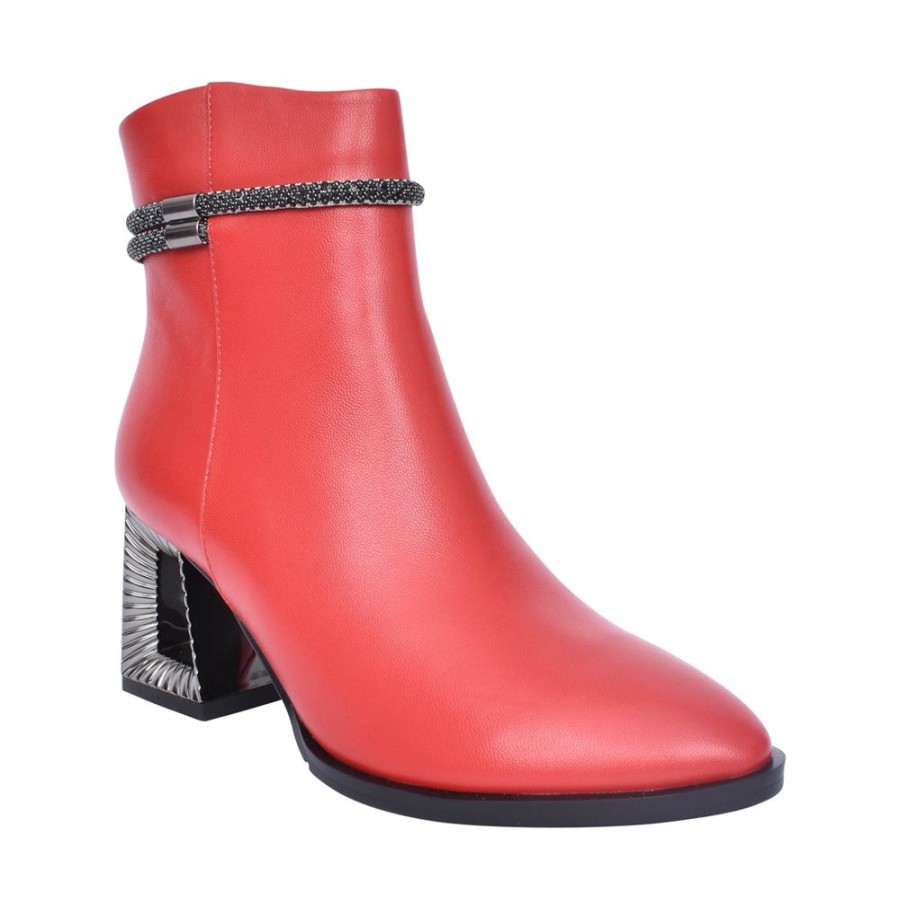 Ladies LORETTA VITALE | Ladies R298 Heeled Ankle Boot In Red