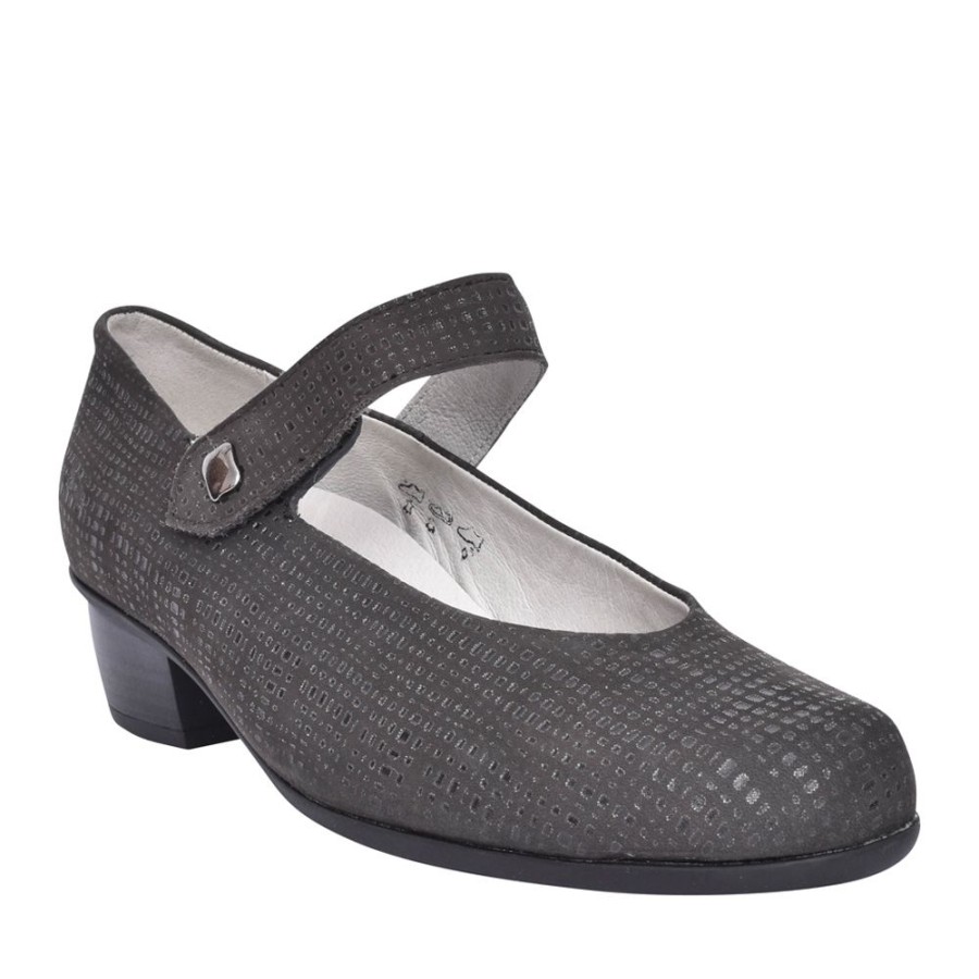 Ladies WALDLAUFER | Ladies 967303 Grey Haifi Velcro Shoe In Grey