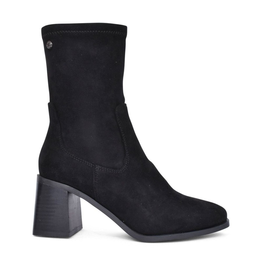 Ladies XTI | Ladies 140485 Block Heel Calf Boot In Black