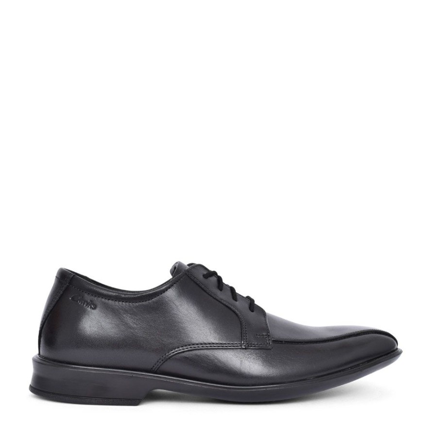 Mens CLARKS | Mens Bensley Run Leather G Fit Laced Shoe In Blk Leather