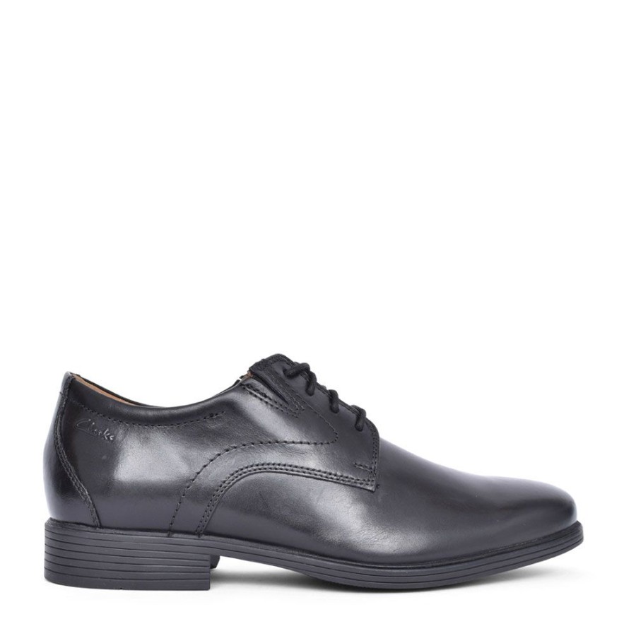 Mens CLARKS | Men'S Whiddon Plain Leather G Fit Lace Up Shoe In Blk Leather