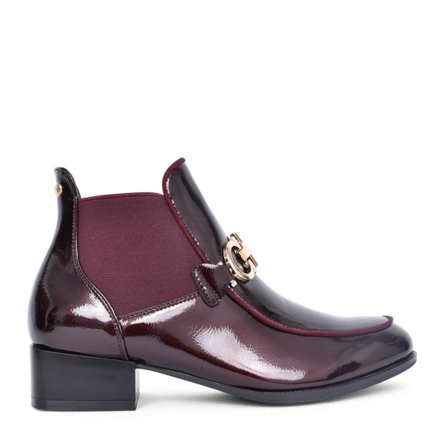 Ladies PATRIZIO COMO | Ladies Aubonne Low Heel Ankle Boot In Wine