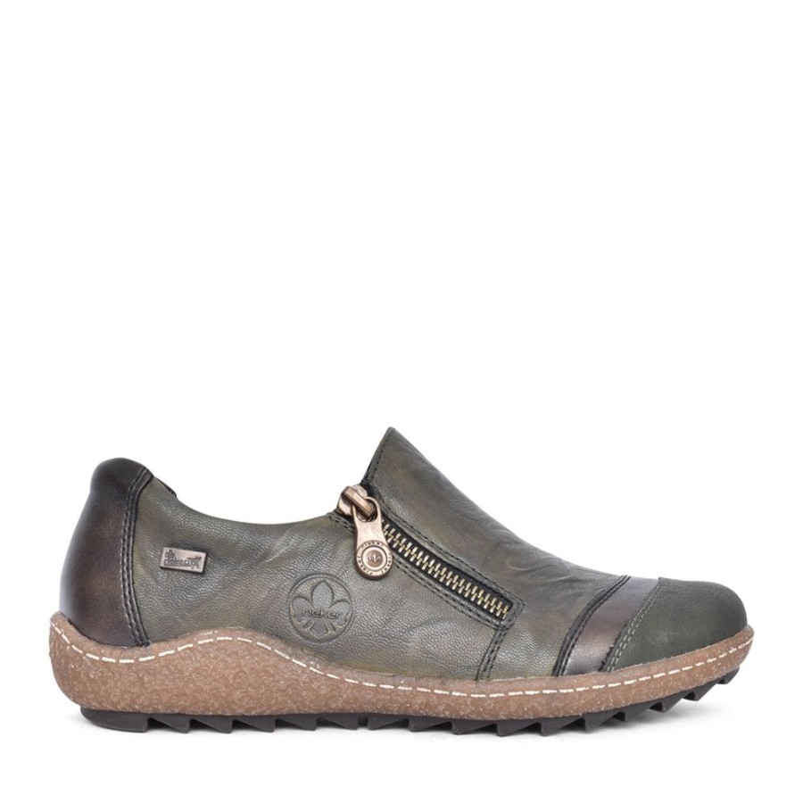 Ladies RIEKER | Ladies L7571 Tex Shoe In Green