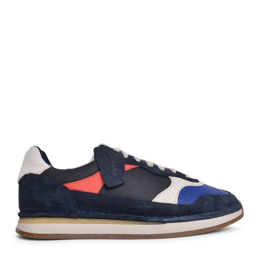 Mens CLARKS | Mens Craftrun Tor Suede G-Fit Trainer In Navy