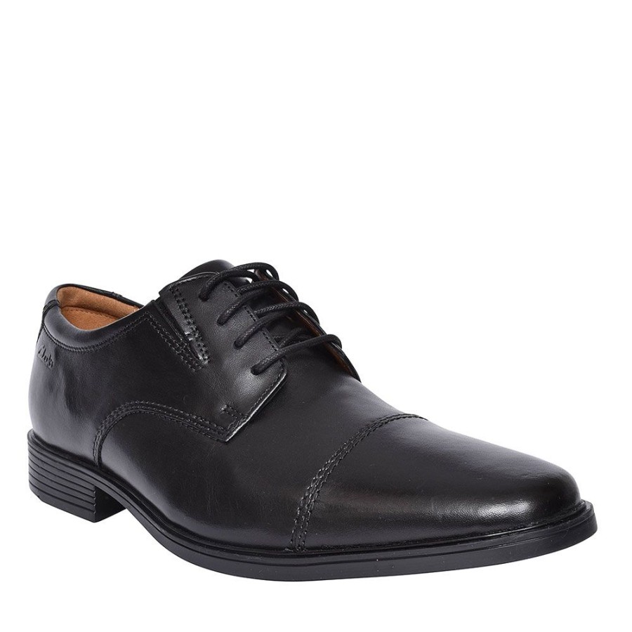 Mens CLARKS | Tilden Cap Black Leather G Fit Shoe For Men In Blk Leather