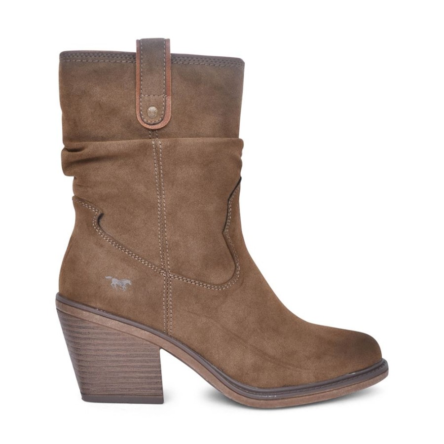 Ladies MUSTANG | Ladies 1479501 Medium Heel Calf Boot In Brown