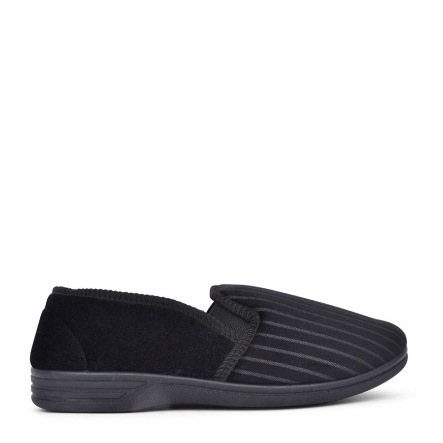 Mens JO & JOE | Men'S Charles Striped Slipper In Black