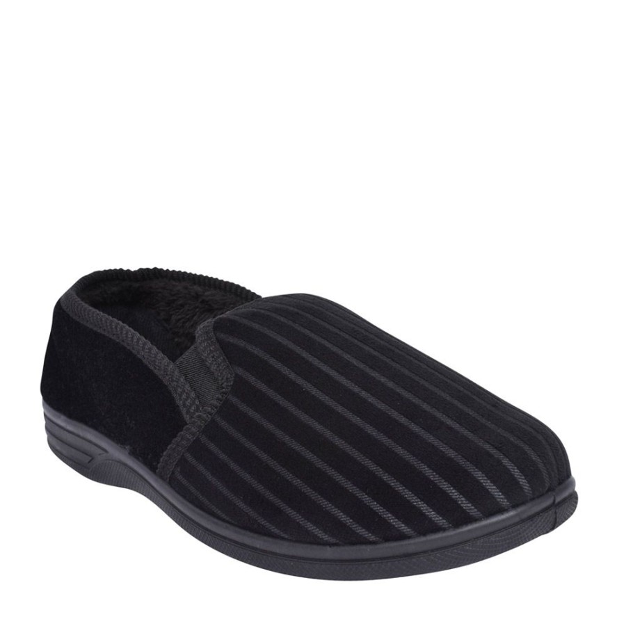 Mens JO & JOE | Men'S Charles Striped Slipper In Black