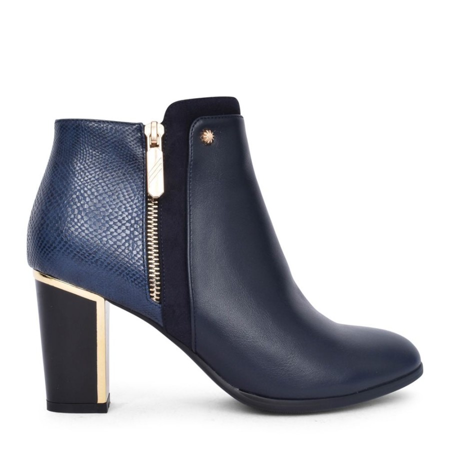 Ladies REDZ | Ladies F49 Block Heel Ankle Boot In Navy