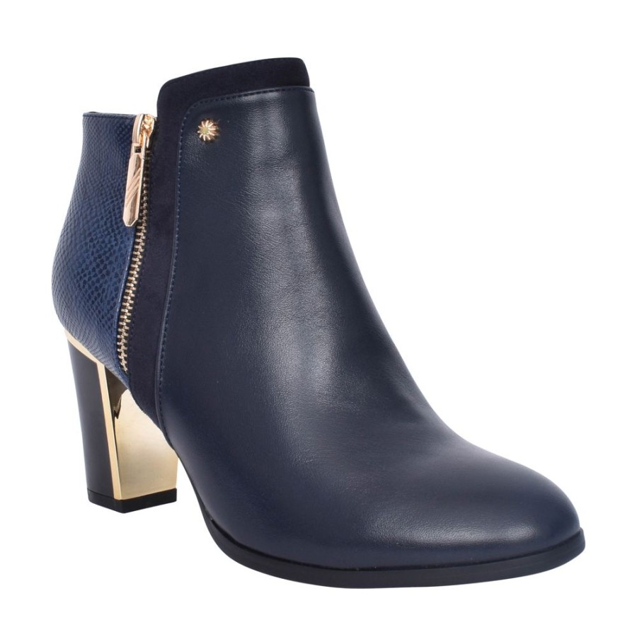 Ladies REDZ | Ladies F49 Block Heel Ankle Boot In Navy