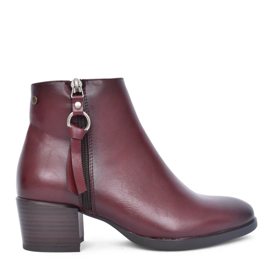 Ladies PATRIZIO COMO | Ladies Samen Block Heel Ankle Boot In Wine