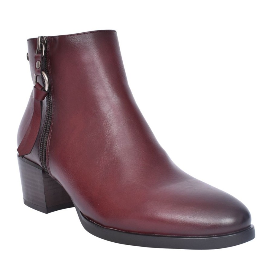 Ladies PATRIZIO COMO | Ladies Samen Block Heel Ankle Boot In Wine