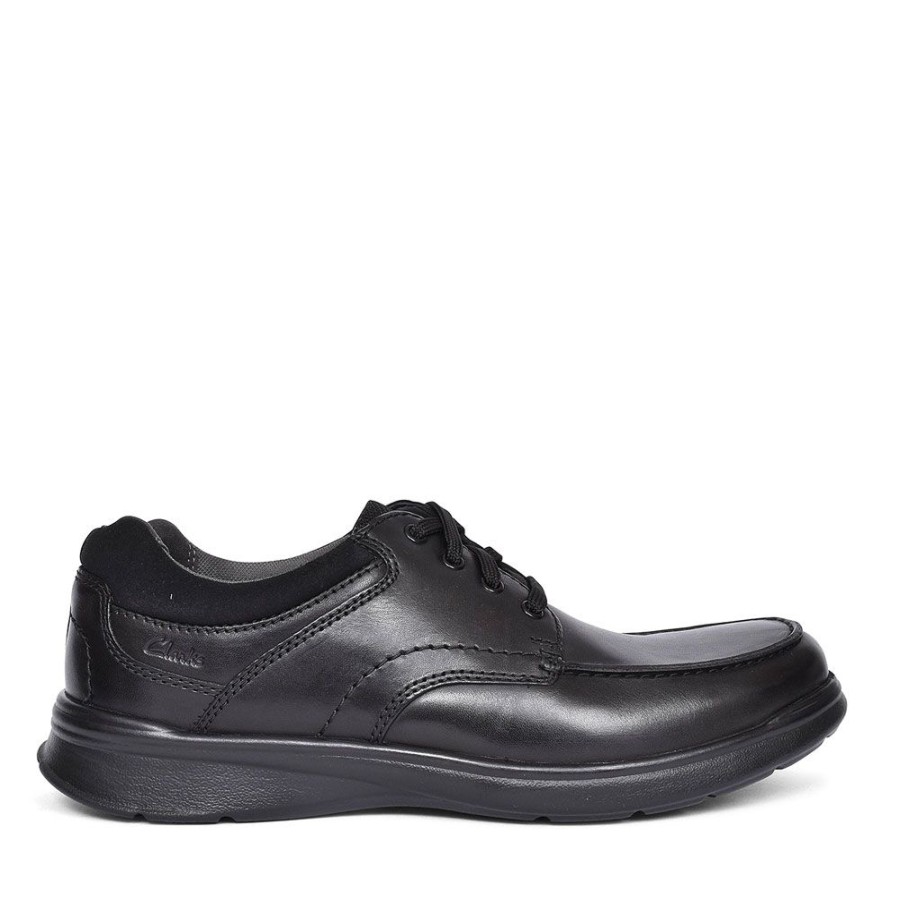 Mens CLARKS | Cotrell Edge Black Leather Shoe For Men In Blk Leather