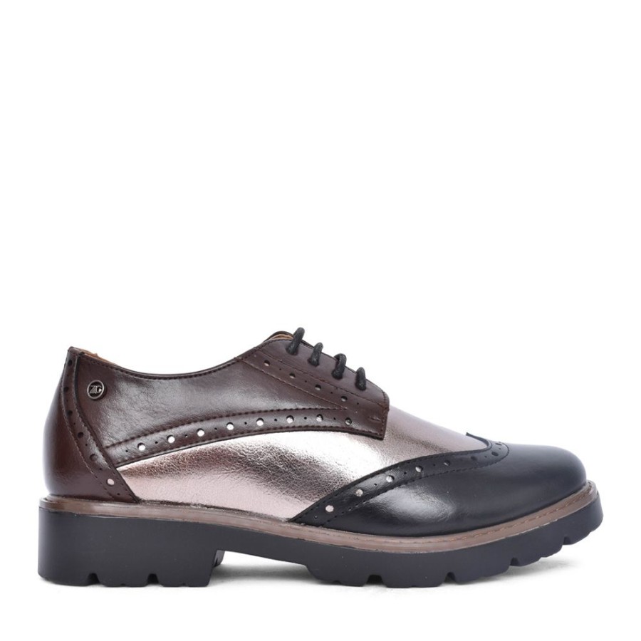 Ladies ZANNI & CO | Ladies Isfaro Laced Brogue In Black Multi