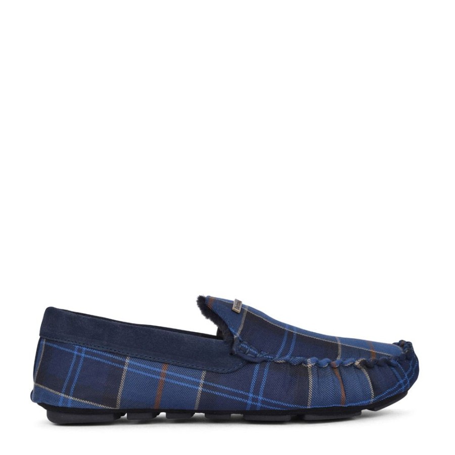 Mens BARBOUR | Men'S Monty Suede Moccasin Slipper In Midnight Tartan