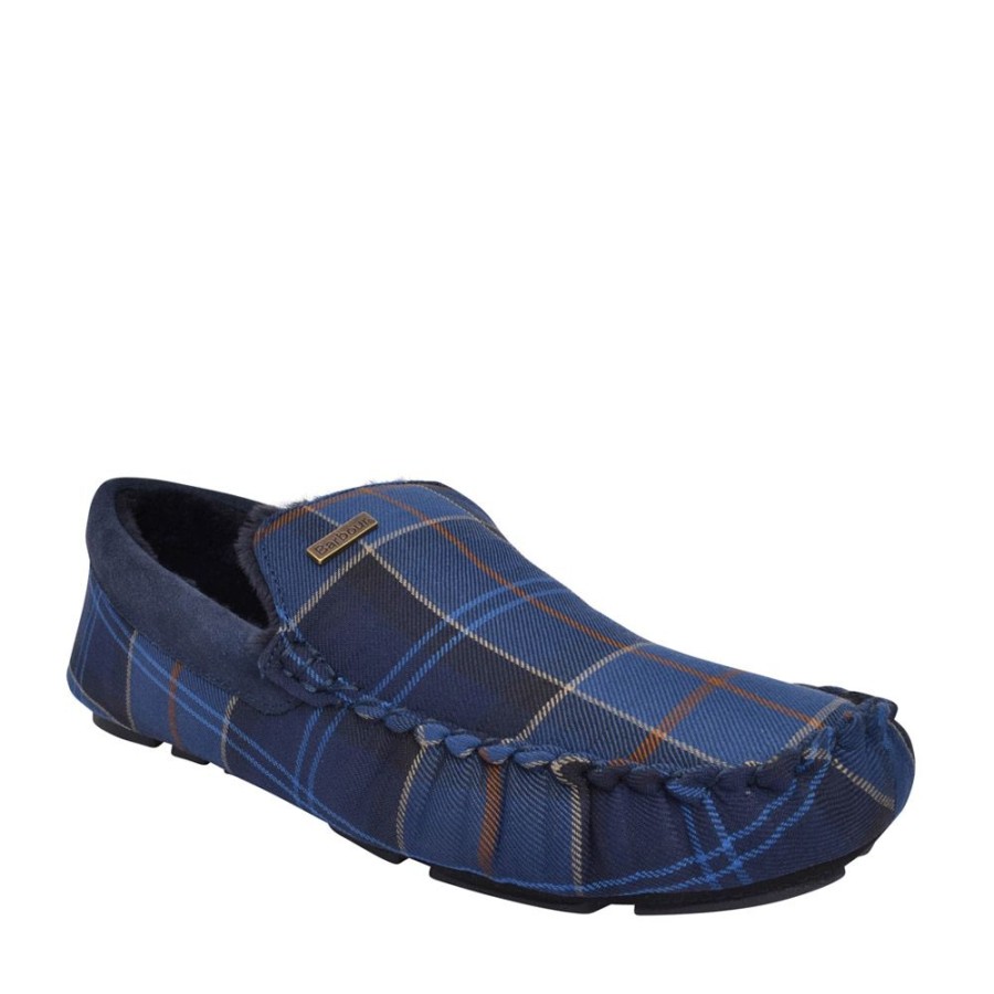 Mens BARBOUR | Men'S Monty Suede Moccasin Slipper In Midnight Tartan