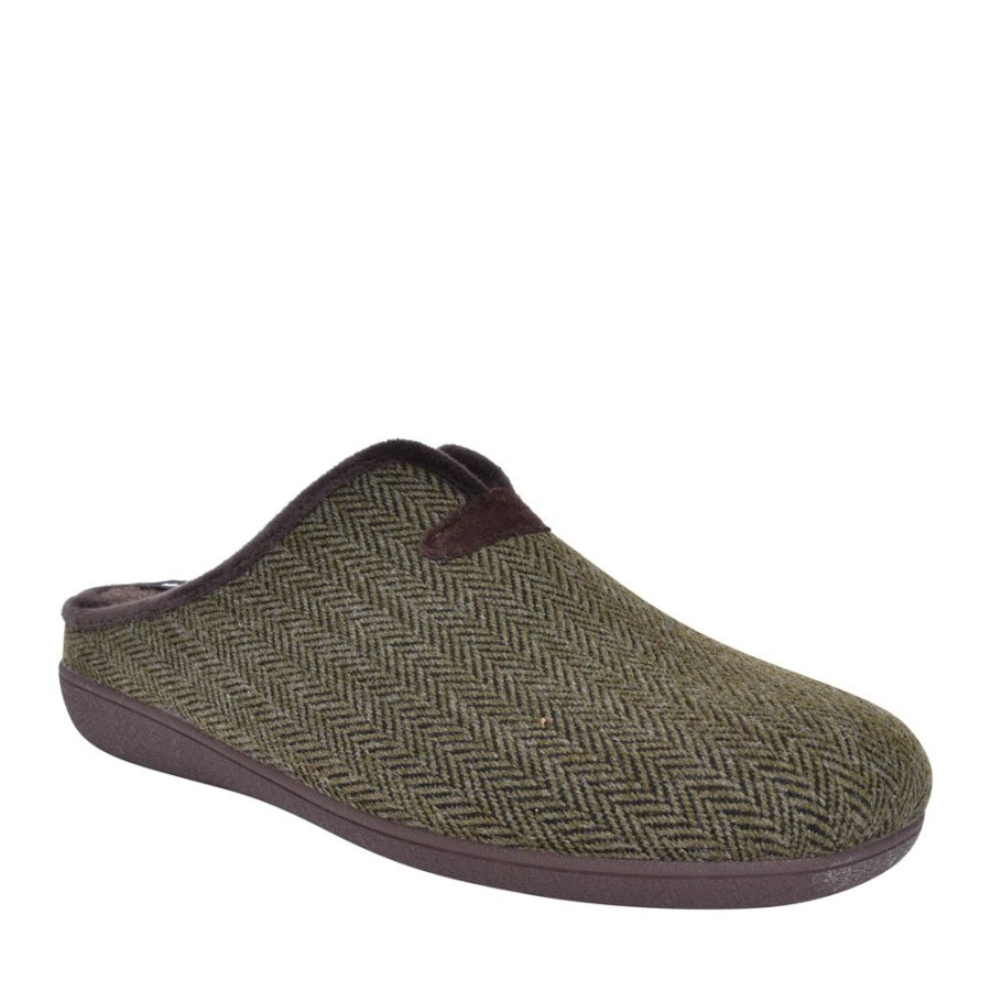 Mens LOTUS | Mens Albert Mule Slipper In Khaki