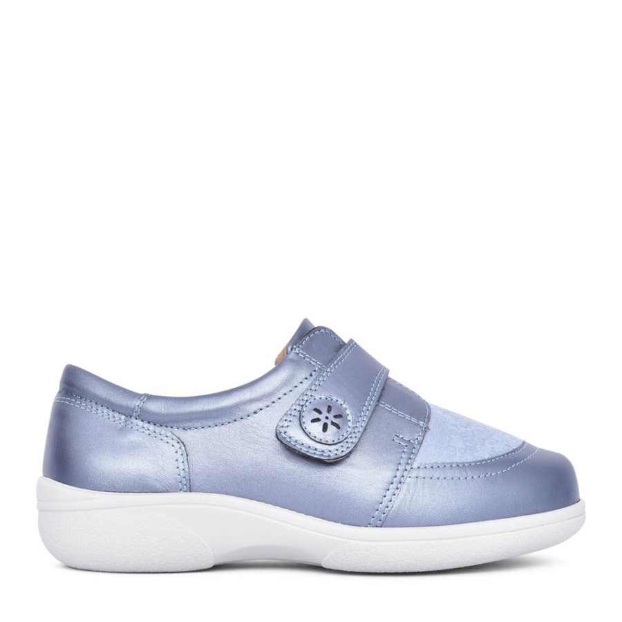 Ladies EASY B | Ladies Owl 6V Extra Wide Fit Velcro Shoe In Blue