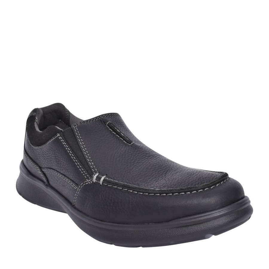 Mens CLARKS | Mens Cotrell Free Leather G-Fit Slip-On Shoe In Black