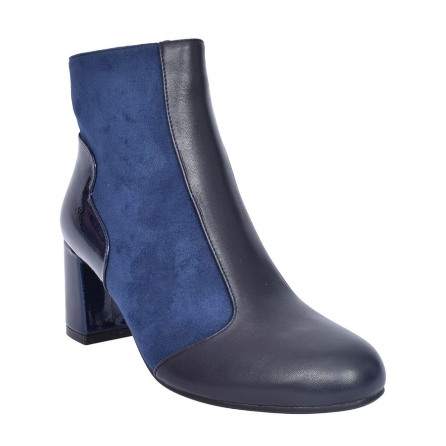 Ladies DANCING MATILDA | Ladies Acrobat 001 Block Heel Ankle Boot In Navy