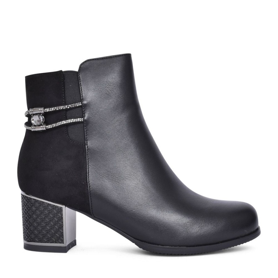 Ladies REDZ | Ladies F3925 Block Heel Ankle Boot In Black