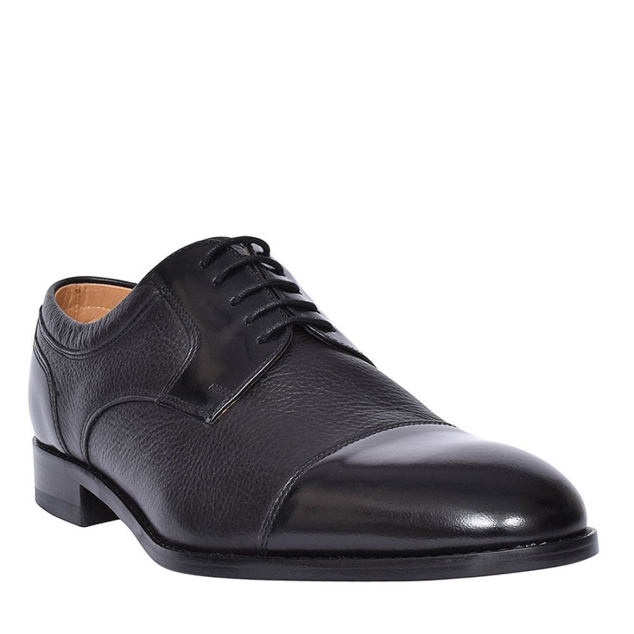 Mens LOAKE | Wantage Laced Toe Cap Shoe For Men In Black