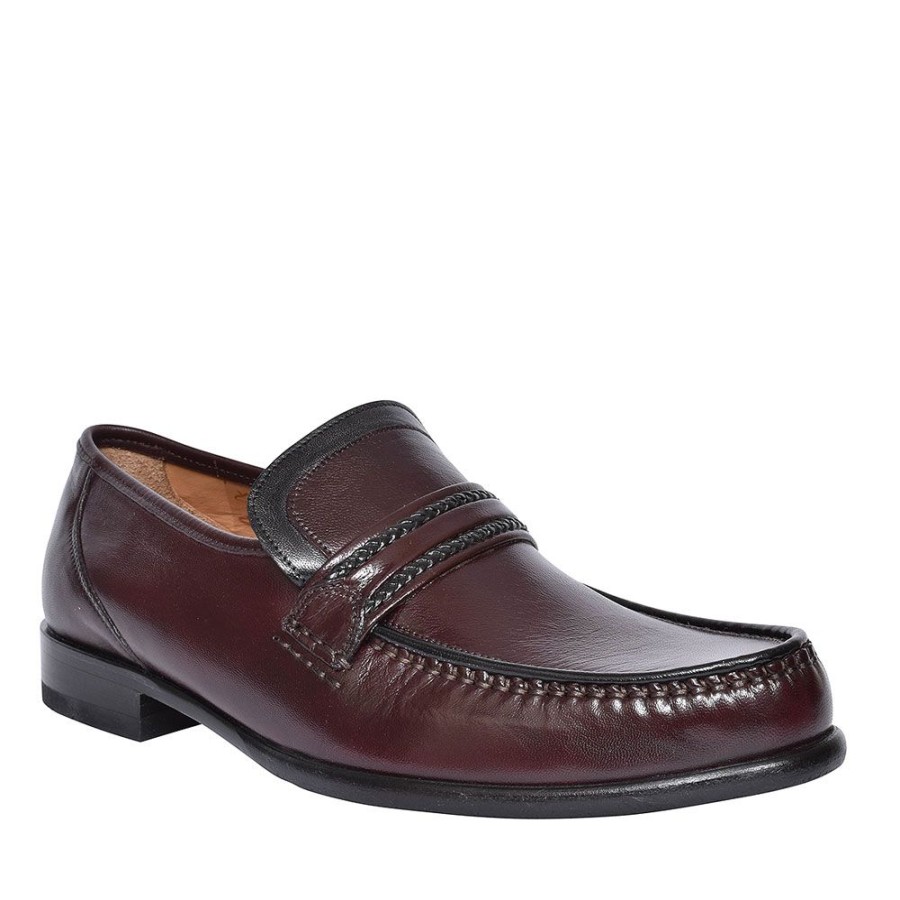 Mens LOAKE | Rome Leather Moccasin For Men In Red