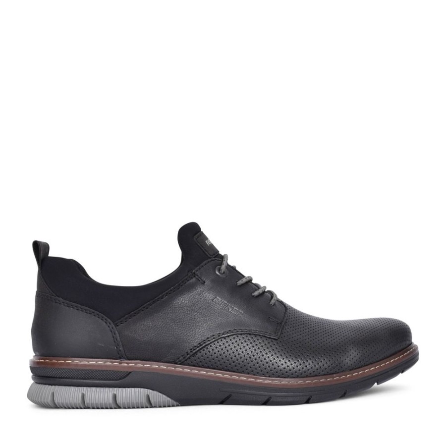 Mens RIEKER | Mens 14450 Laced Shoe In Black