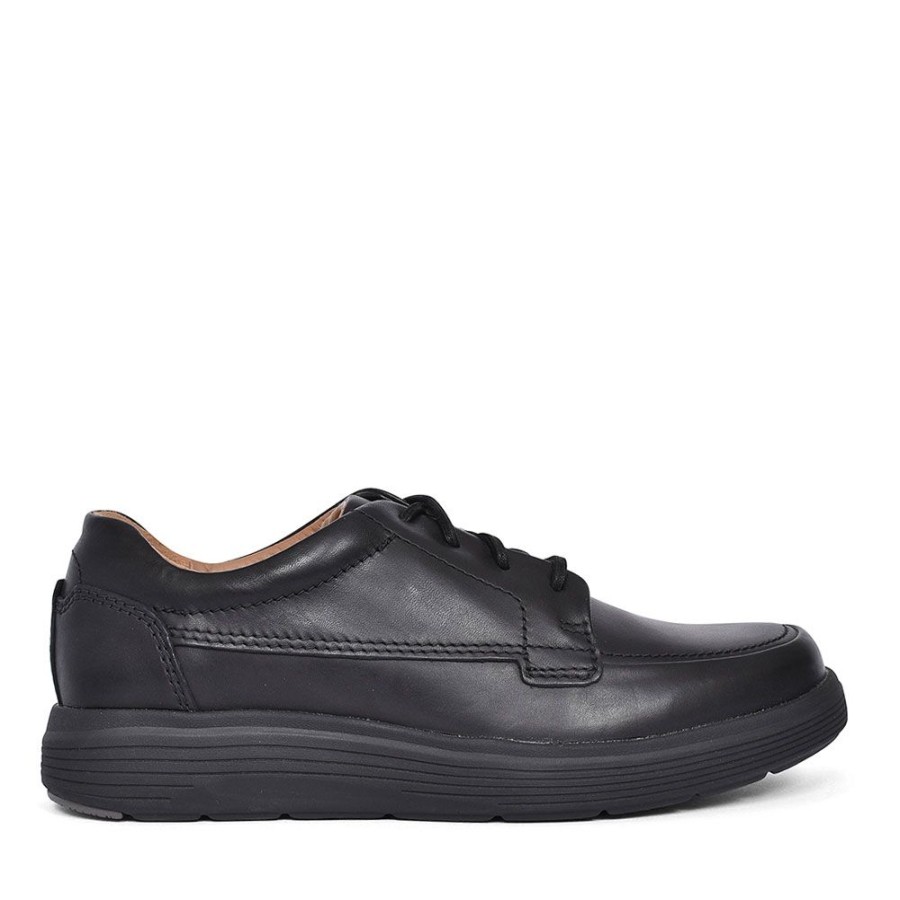 Mens CLARKS | Un Abode Ease Leather Shoe For Men In Blk Leather