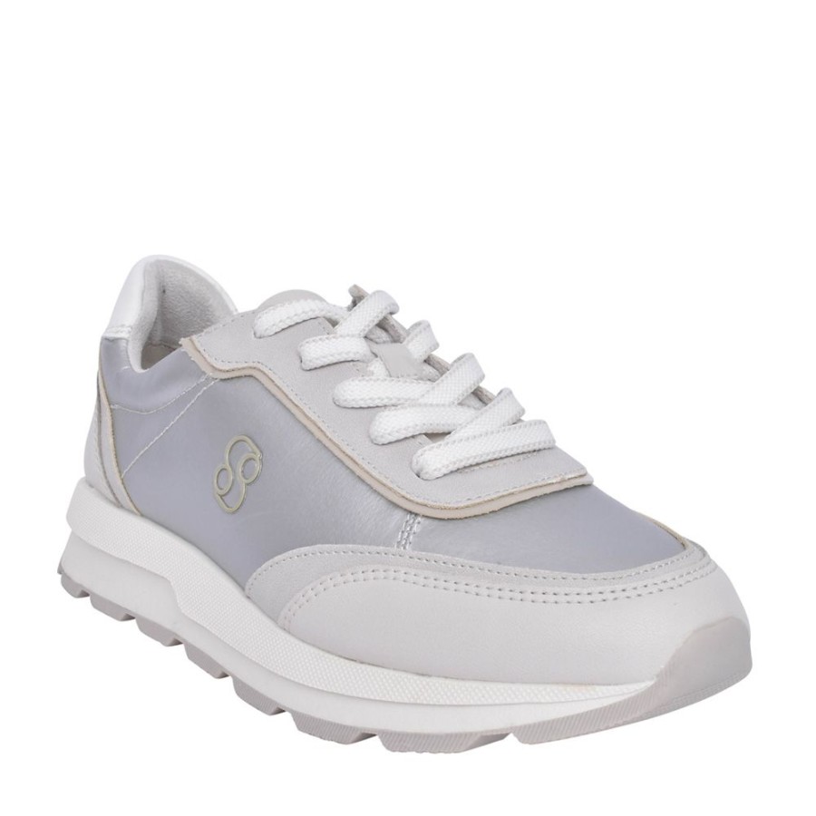 Ladies S.OLIVER | Ladies 5-23616 Laced Trainer In Silver