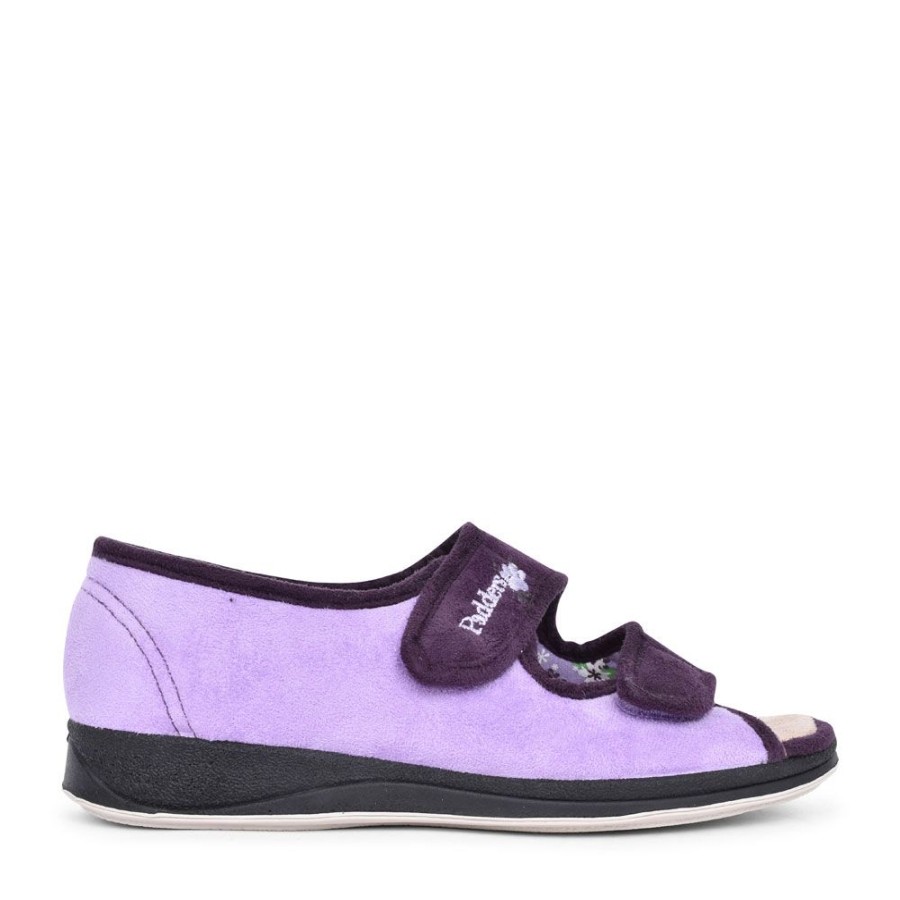 Ladies PADDERS | Ladies Lydia Double Velcro Open Toe Slipperin Purple