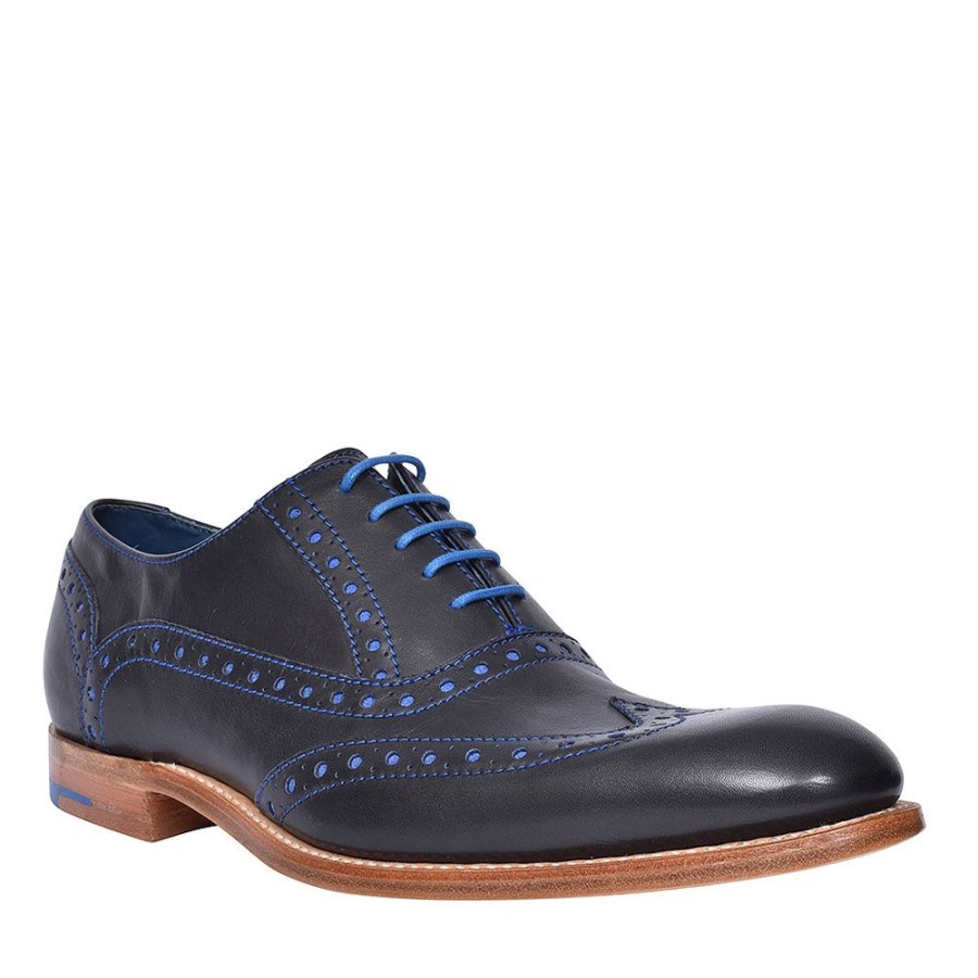 Mens BARKER | Grant Leather Brogues For Men In Navy