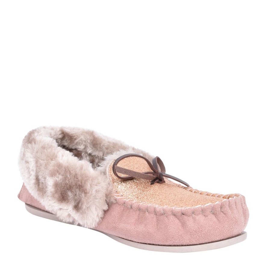 Ladies ELLA | Ladies Sammy Fur Lined Moccasin Slipper In Mink