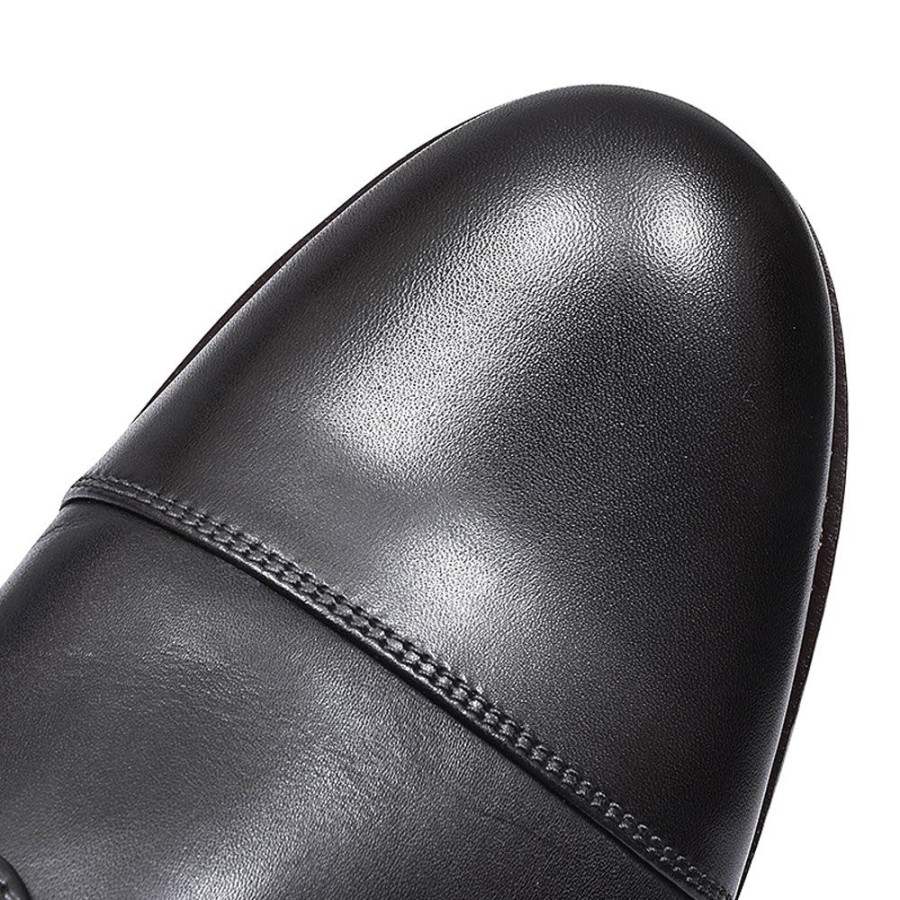 Mens CLARKS | Becken Cap Leather Shoe For Men In Blk Leather