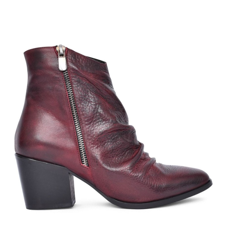 Ladies MODA IN PELLE | Ladies Coralie Medium Heel Ankle Boot In Burgandy