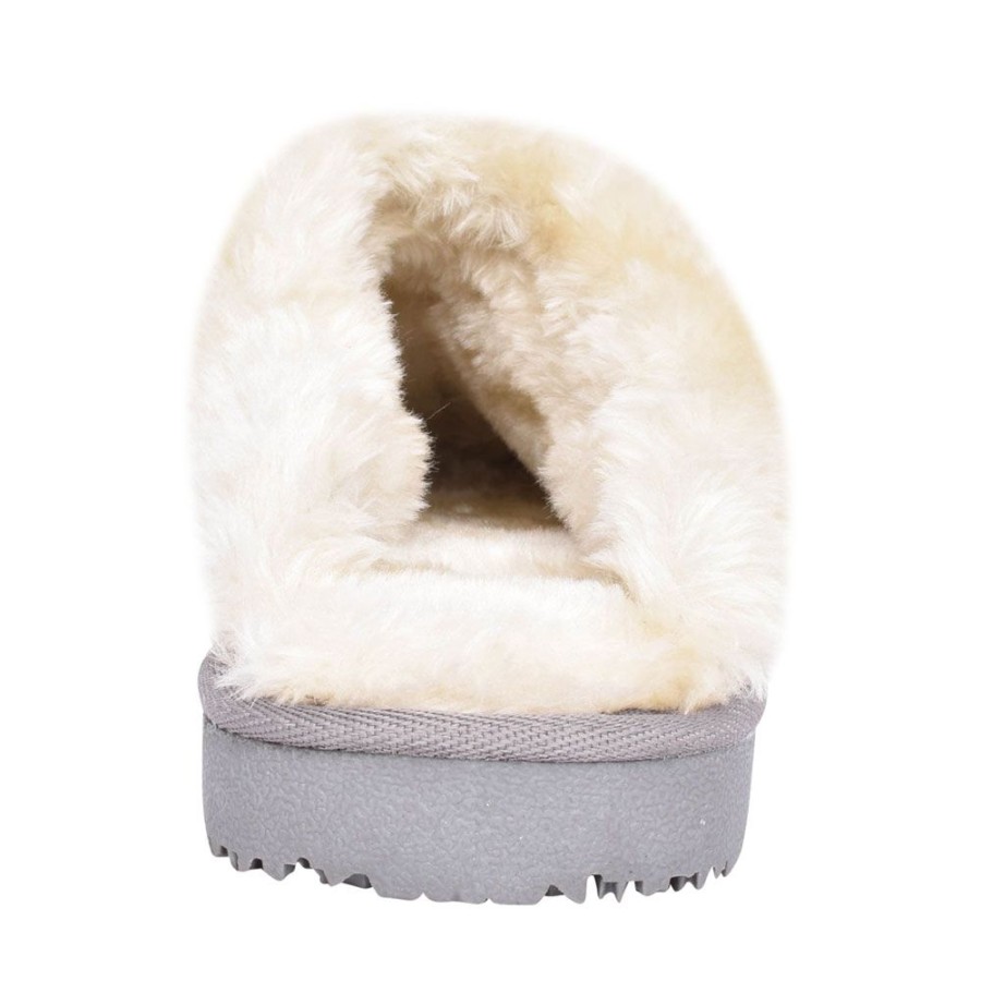 Ladies ELLA | Ladies Sparkle Fur Lined Mule Slipper In Silver