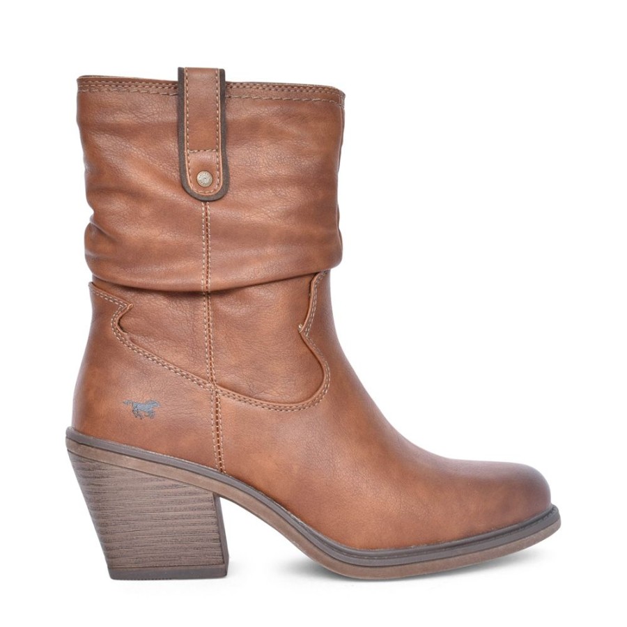 Ladies MUSTANG | Ladies 1479501 Medium Heel Calf Boot In Cognac