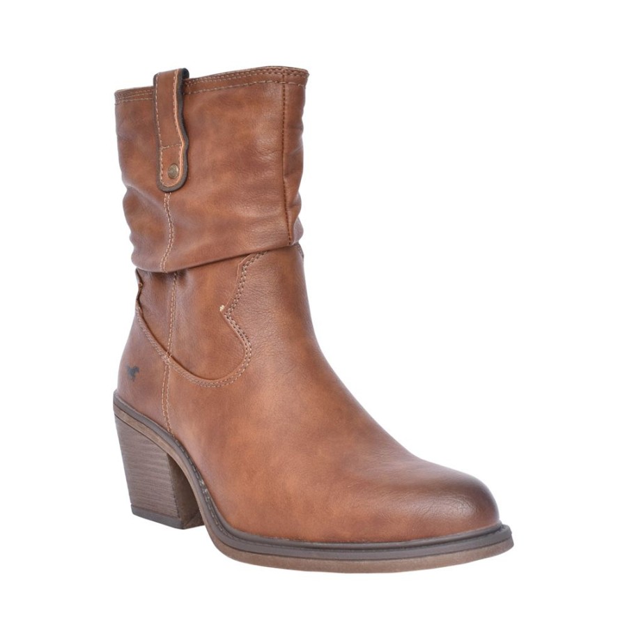 Ladies MUSTANG | Ladies 1479501 Medium Heel Calf Boot In Cognac