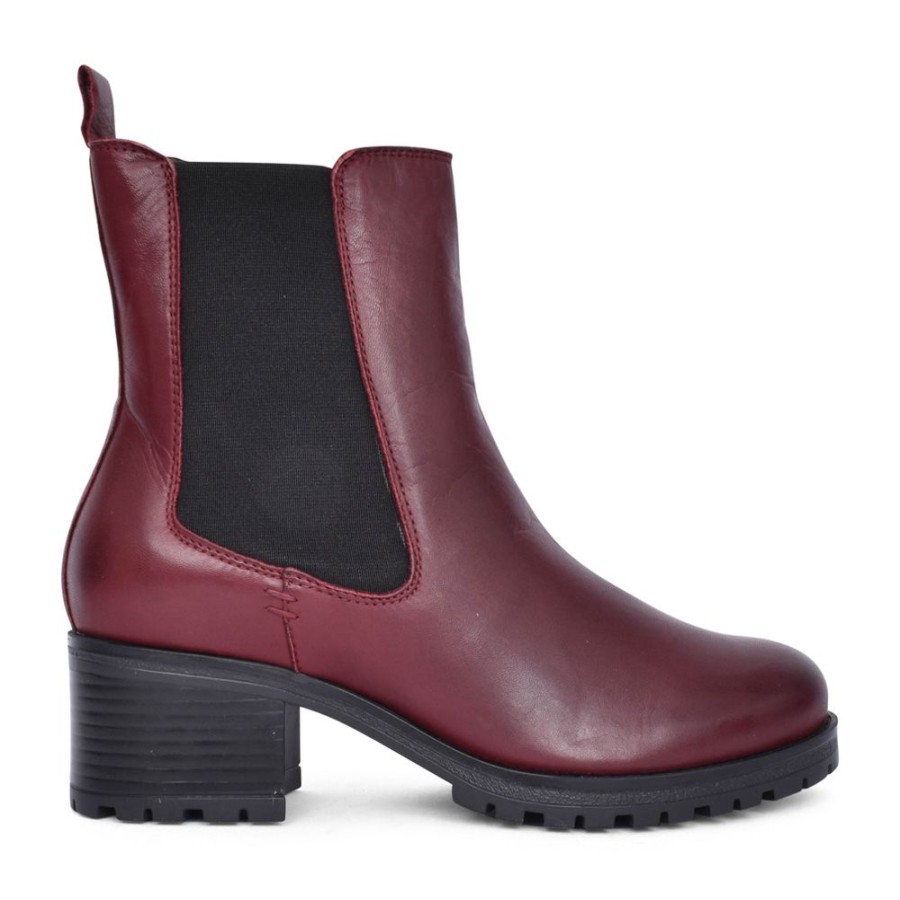 Ladies MODA IN PELLE | Ladies Brooklea Block Heel Ankle Boot In Burgandy