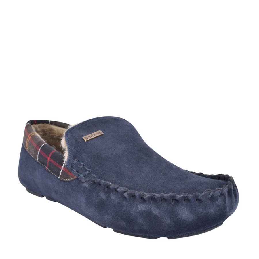 Mens BARBOUR | Mens Monty Suede Moccasin Slipper In Navy