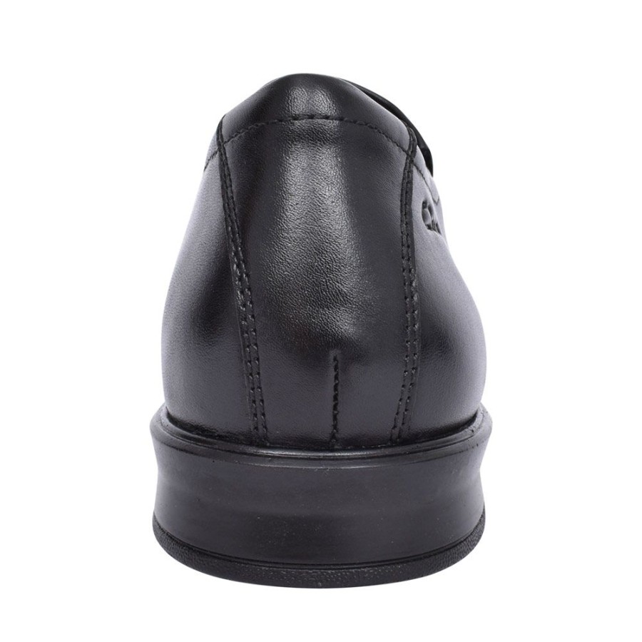 Mens CLARKS | Mens Bensley Step Leather G Fit Slip On Shoe In Blk Leather