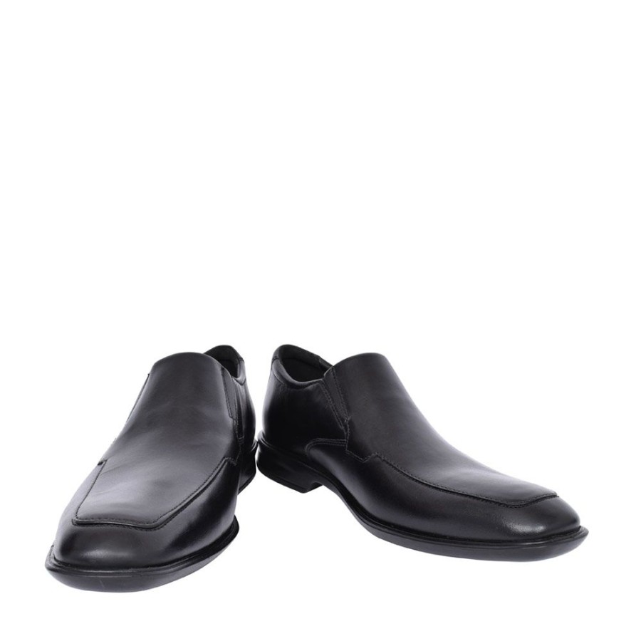 Mens CLARKS | Mens Bensley Step Leather G Fit Slip On Shoe In Blk Leather