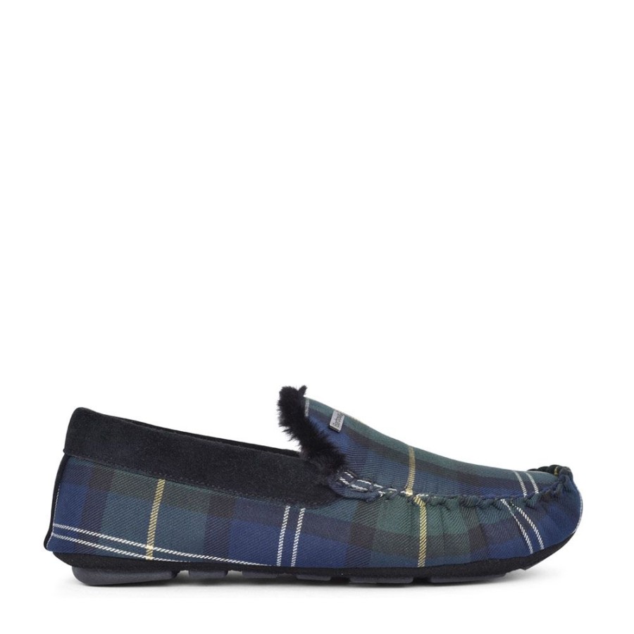 Mens BARBOUR | Mens Monty Moccasin Slipper In Seaweed Tartan