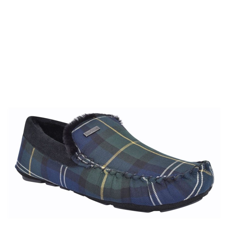 Mens BARBOUR | Mens Monty Moccasin Slipper In Seaweed Tartan