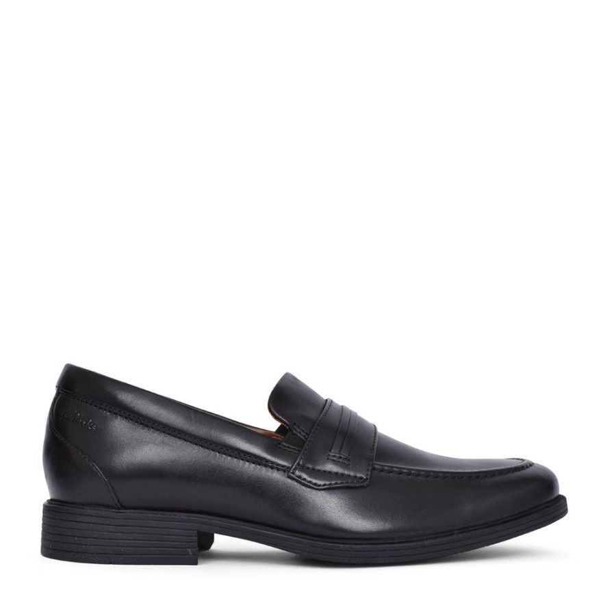 Mens CLARKS | Mens Whiddon Loaf Leather G-Fit Shoe In Blk Leather