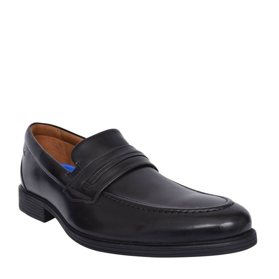 Mens CLARKS | Mens Whiddon Loaf Leather G-Fit Shoe In Blk Leather