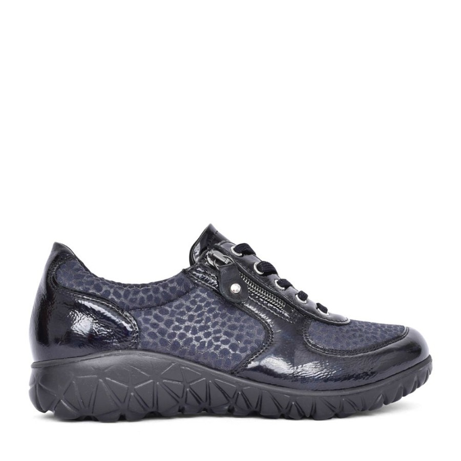 Ladies WALDLAUFER | Navy Pat Havy Trainer In Navy Patent